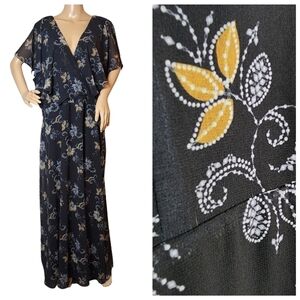 NWT City Chic black floral maxi cascade dress.  Women's plus size 22..